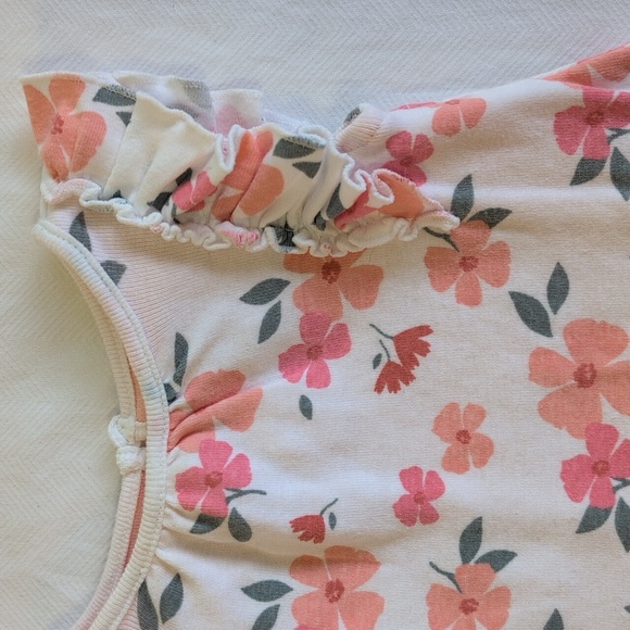 child of mine peach floral cotton bodysuit dress 6-9 months baby girl - Picture 2 of 8